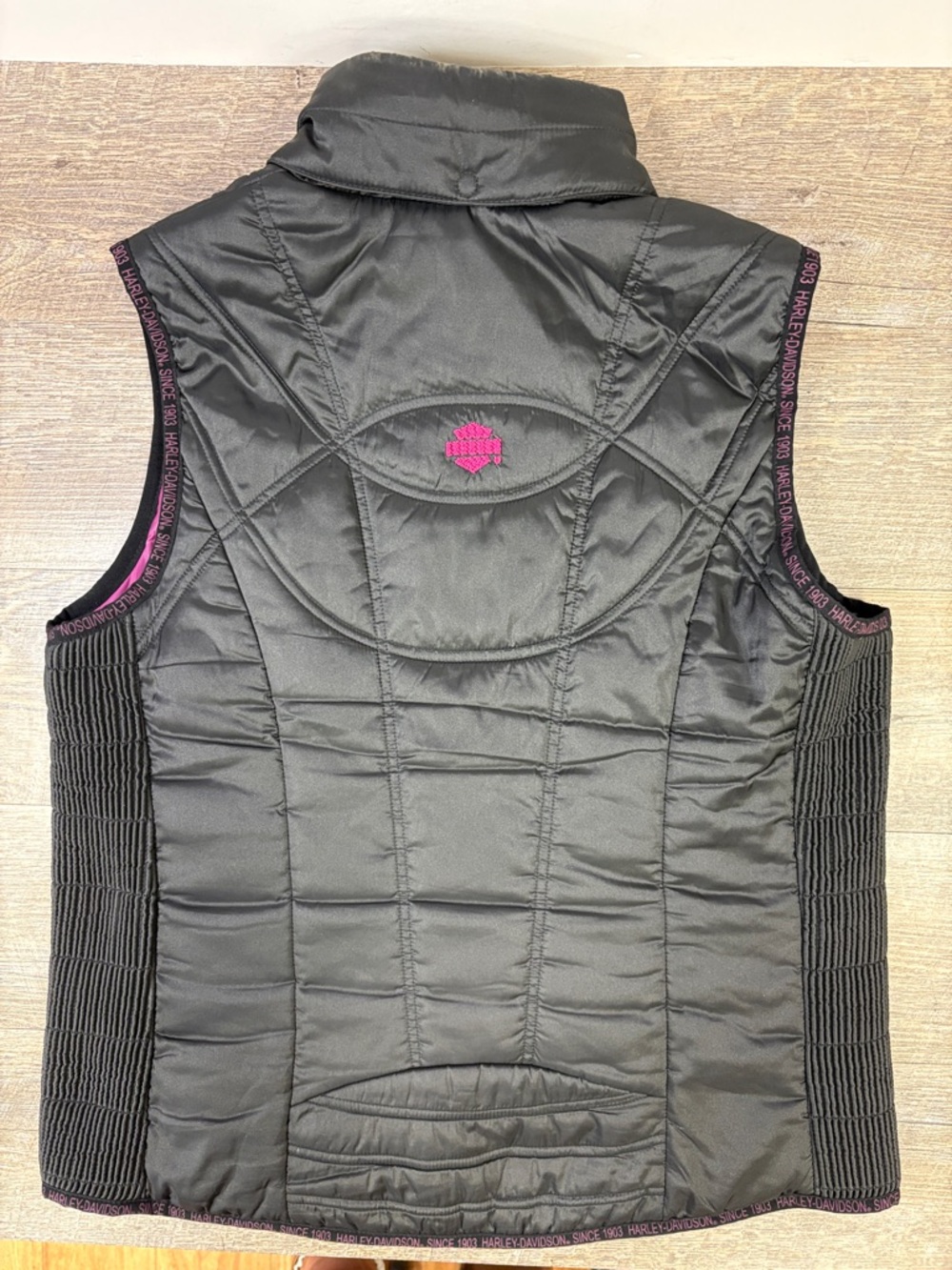 Harley-Davidson Quilted Puffer Vest | Black w/ Purple Accents | Moto Layer L - Picture 2 of 11